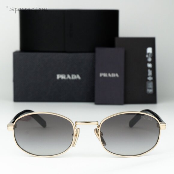 Prada Women Sunglasses Gold Grey Gradient Oval PRB53S ZVN02C NEW AUTHENTIC - Picture 3 of 10